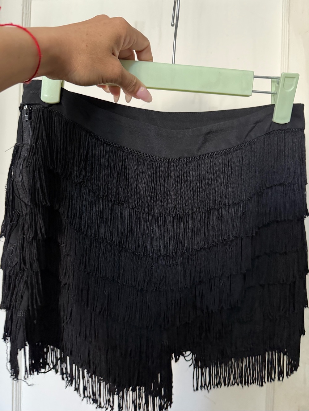 Club Monaco Black Fringe Mini Skirt
